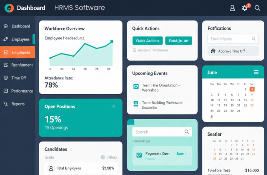 HR and Payroll Management Software Dashboard | Rakonex Qatar