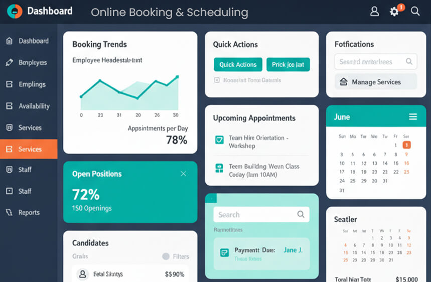 online booking dashboard rakonex infotech qatar