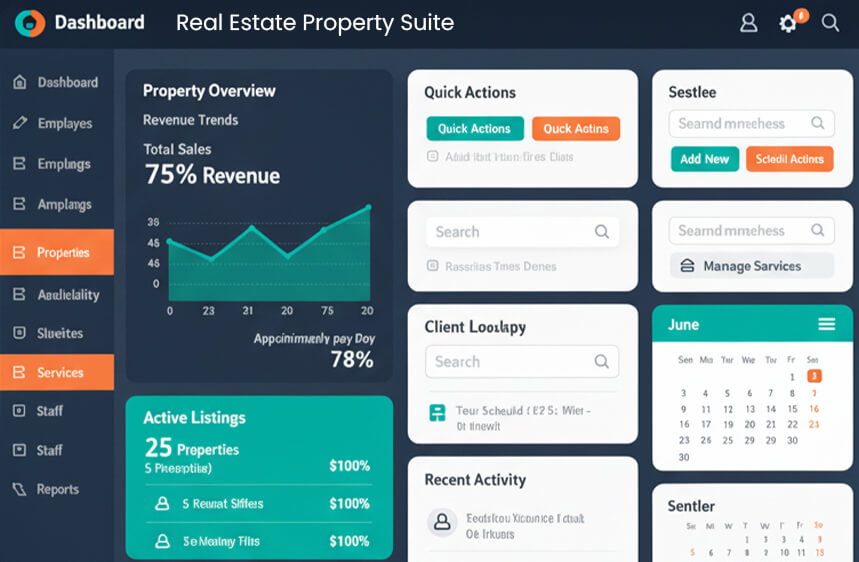 real estate property management software dashboard rakonex qatar